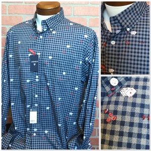 Cremieux Button Front shirt cards poker theme (TT)